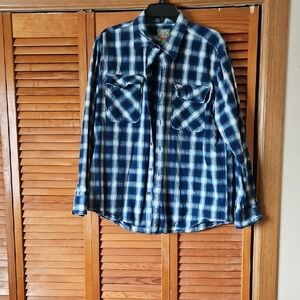 Classic Blue and Cream Plaid Outdoor Shirt